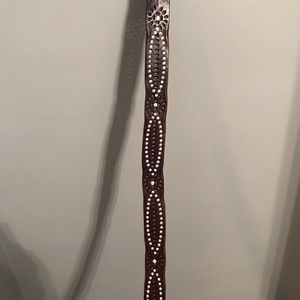 Brown leather bling belt